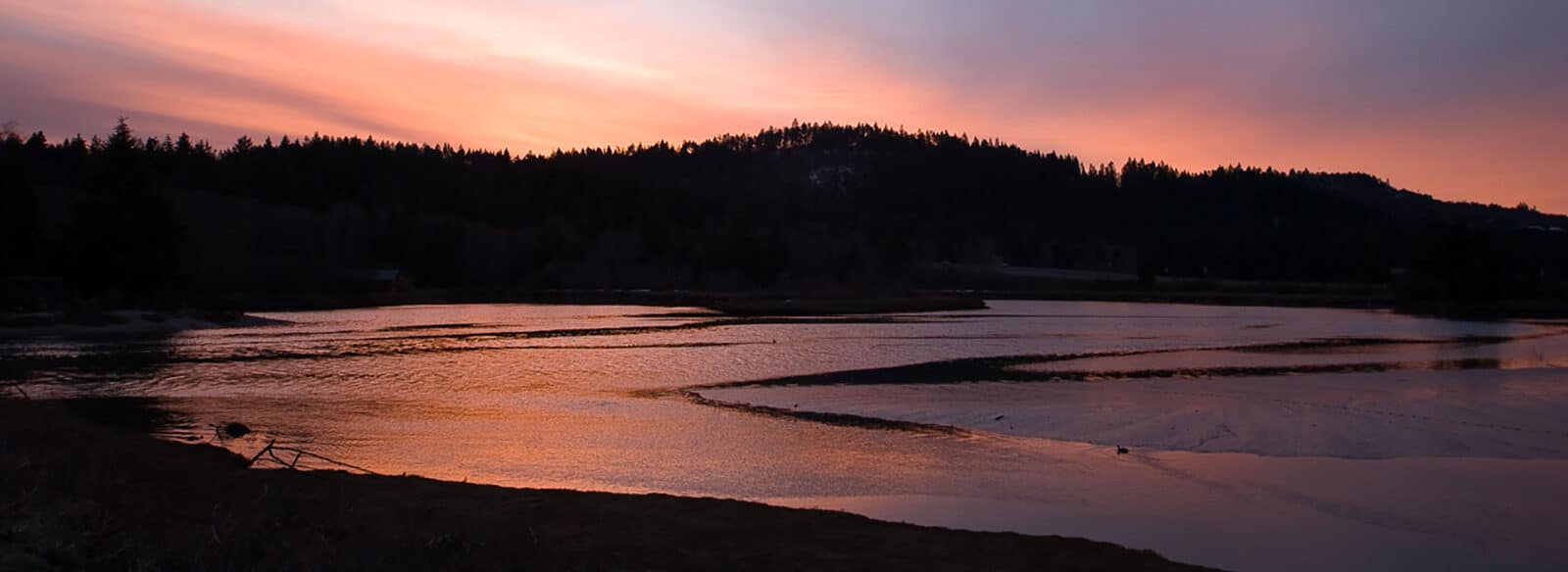 Sunset over the water