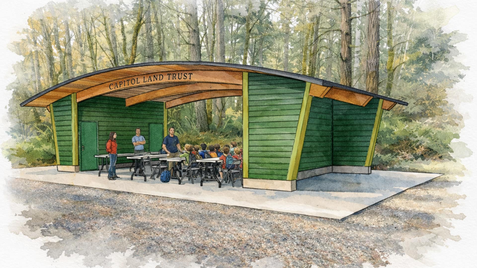 Pavilion at Inspiring Kids Preserve in Olympia, WA